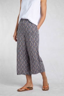 Sarita LivaEco™ Wide Leg Printed Viscose Trousers Navy