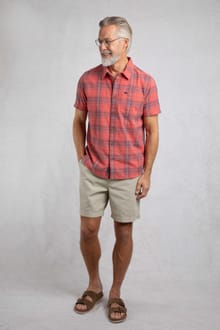 Angeles Vintage Wash Short Sleeve Check Shirt  Retro Red