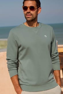 Carlise Organic Cotton Crew Neck Sweatshirt Army Green