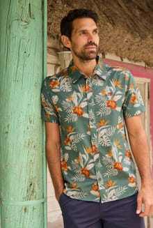 Avondale Short Sleeve Printed Shirt Dusky Green