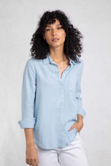 Layla Linen Rich Long Sleeve Shirt Sky Blue