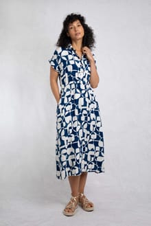 Jaye Linen Rich Printed Shirt Dress Oceano