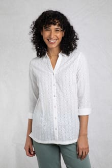Camille Organic Cotton Broidery Shirt White