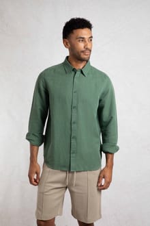 Shaun Linen Rich Long Sleeve Shirt Army Green