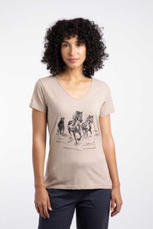 Wild Ponies Front Print Organic Cotton Graphic T-Shirt Sand Dune