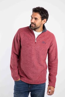 Newark Eco 1/4 Zip Grid Fleece Rhubarb
