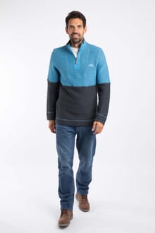 Kielder 1/4 Zip Limited Edition Macaroni Sweatshirt Pacific Blue