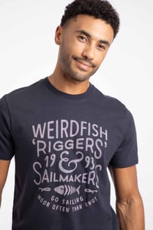 Riggers Organic Cotton Reverse Print Graphic T-Shirt Midnight