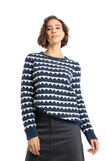 Tyla Cosy Knit Scalloped Jumper Navy