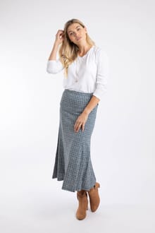 Ares Printed Jersey A-Line Maxi Skirt Navy