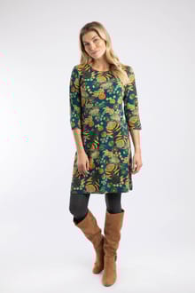 Starshine Organic Cotton Printed Jersey Dress Deep Teal