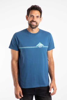 Pyramid Vista Organic Cotton Slub Chest Stripe Graphic Tee Ensign Blue