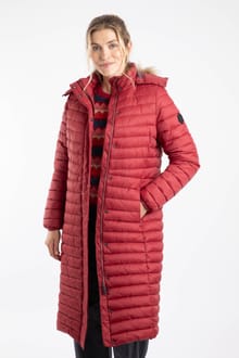 Kempley Lightweight Padded Midline Faux Fur Hooded Jacket Garnet