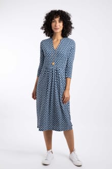 Isolde Printed Jersey Midi Dress Indigo