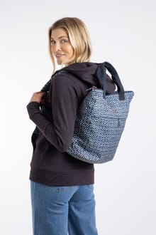 Ekora Printed Polyester Backpack  Navy