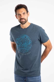 Lakes and Peaks Front Print Graphic T-Shirt Navy