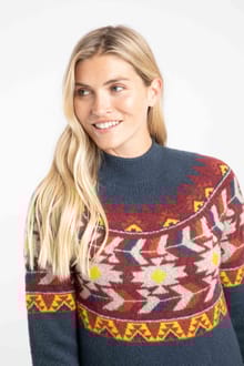 Arelia Ikat Knitted Jumper Navy