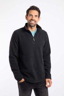 Newport Quarter Zip Ribbed Fleece  Black