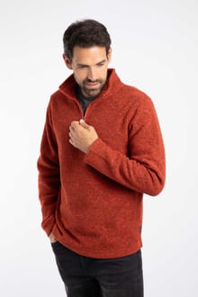 Newport Quarter Zip Ribbed Fleece  Rust Leaves