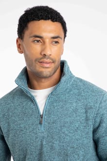 Newport Quarter Zip Ribbed Fleece  Smoked Blue