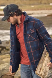 Tyburn  Check Fleece Shacket Navy