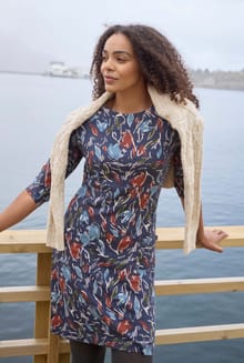 Starshine Organic Cotton Printed Jersey Dress Navy Blue