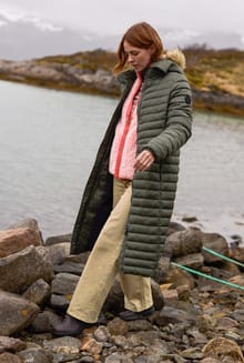 Kempley Lightweight Padded Midline Faux Fur Hooded Jacket Deep Lichen Green