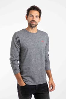 Fins Branded Long Sleeve T-Shirt Ebony Marl