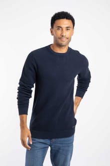 Easton  Waffle Crew Neck Jumper Navy
