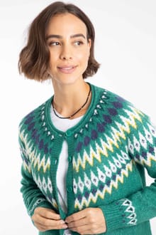 Hatty Fair Isle Cardigan GreenIvy