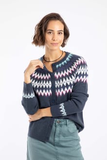 Hatty Fair Isle Cardigan Navy