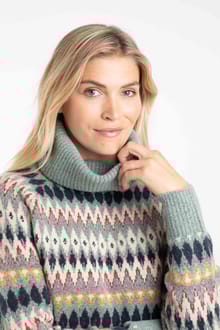 Annecy Fair Isle Roll Neck Jumper Sea Mist