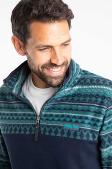 Gilbert Qtr Zip Printed Micro Fleece  Cedar Green