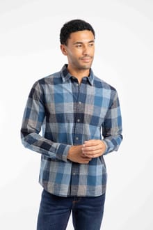 Sode Organic Cotton Brushed Long Sleeve Check Shirt Blue