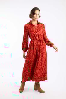Steffan Viscose Printed Maxi Dress Garnet