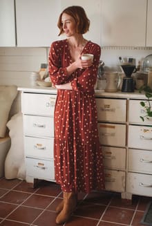 Gardot Viscose Printed Midaxi Dress Conker