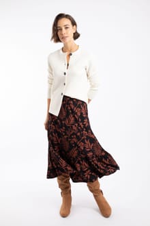 Minnerve Viscose Tiered Maxi Skirt Bitter Chocolate