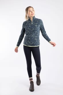 Reena 1/4 Zip Printed Micro Fleece  Moonlight Blue
