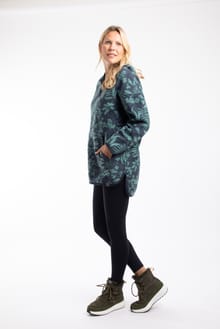 Ester Eco Printed Polar Popover Hoodie Green Ivy