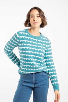 Tyla Cosy Knit Scalloped Jumper Powder Blue