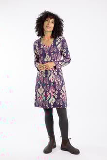 Hope Printed V-Neck Jersey Dress Petrol Blue