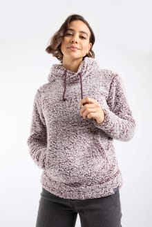 Yara Cosy Fleece Hoodie Aubergine