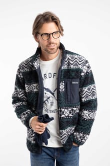 Lucian Full Zip Jacquard Borg Fleece Navy