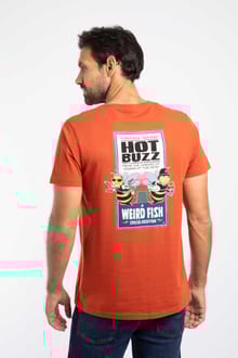 Hot Buzz Back Print Artist T-Shirt Rust Leaves