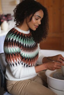 Cedar Metallic Fair Isle Jumper Off White