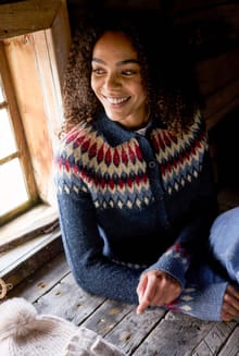 Jelena Fair Isle Collar Cardigan Navy