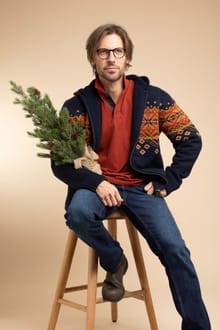 Bradwood Borg Lined Fair Isle Knit Full Zip Hoodie Midnight