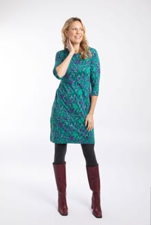 Shafika Organic Cotton Printed Jersey Dress Leaf Green