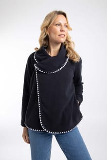 Tamara Asymmetric Fleece Cardigan Navy
