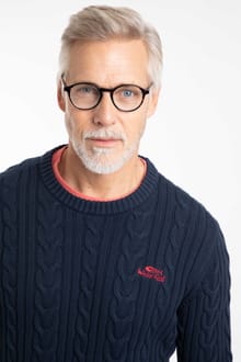 Griffen Cable Knit Jumper Navy